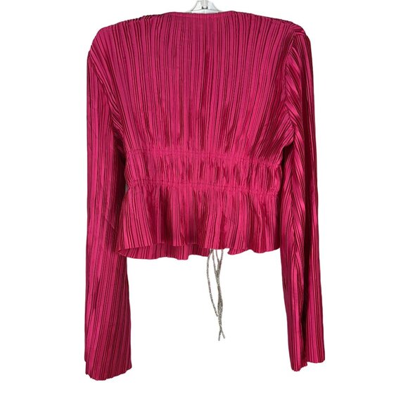 Blue B Collection Ruffled Pleated Pink Long Sleeve Blouse Blue B - Size Large - Picture 2 of 4